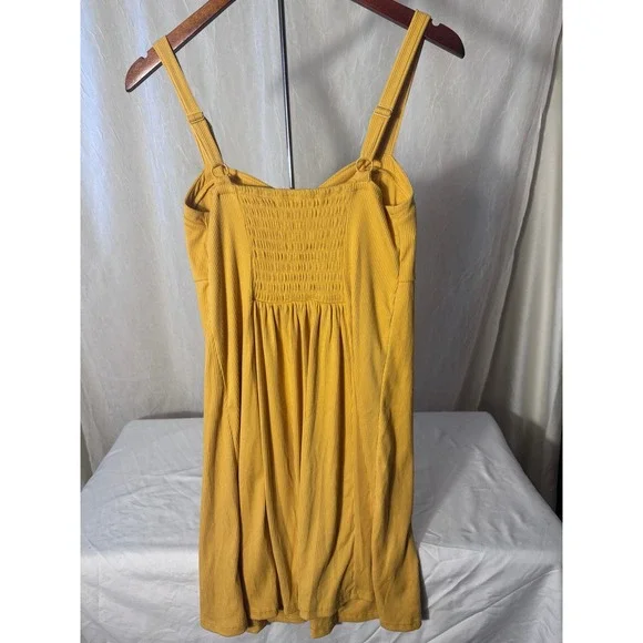 No Boundaries Button Front Mini Dress Juniors L 11-13 Yellow Excellent Ribbed - Picture 4 of 6